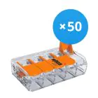 Mehrfachpackung 50x Wago 221-415 Verbinder Kompakt | 5 Draht Verbindung - Verbindungsklemme